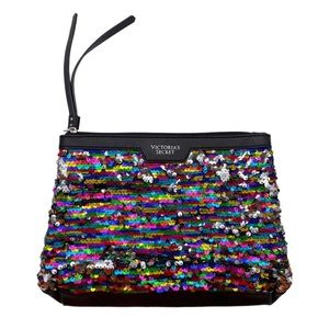 VICTORIA’S SECRET • Limited Edition Rainbow Sequin Makeup Cosmetic Bag